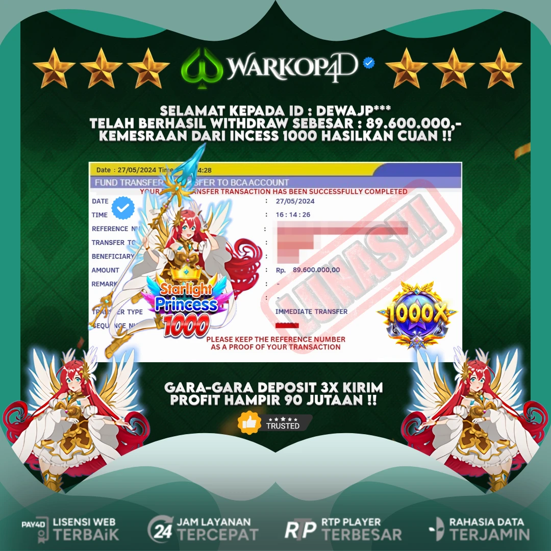BUKTI JACKPOT DI STARLIGHT PRINCESS 1000 WARKOP4D !!