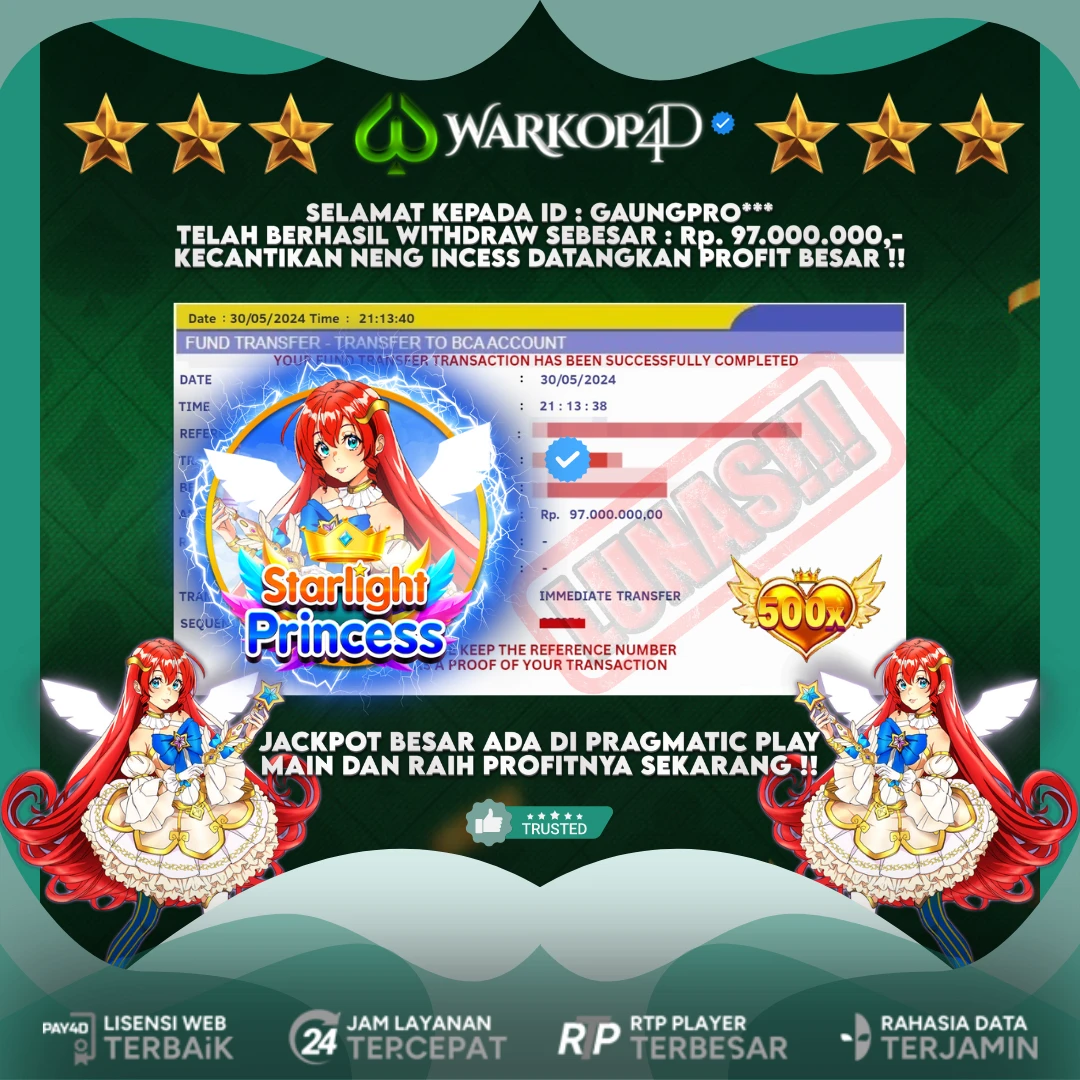 BUKTI JACKPOT DI STARLIGHT PRINCESS WARKOP4D !!