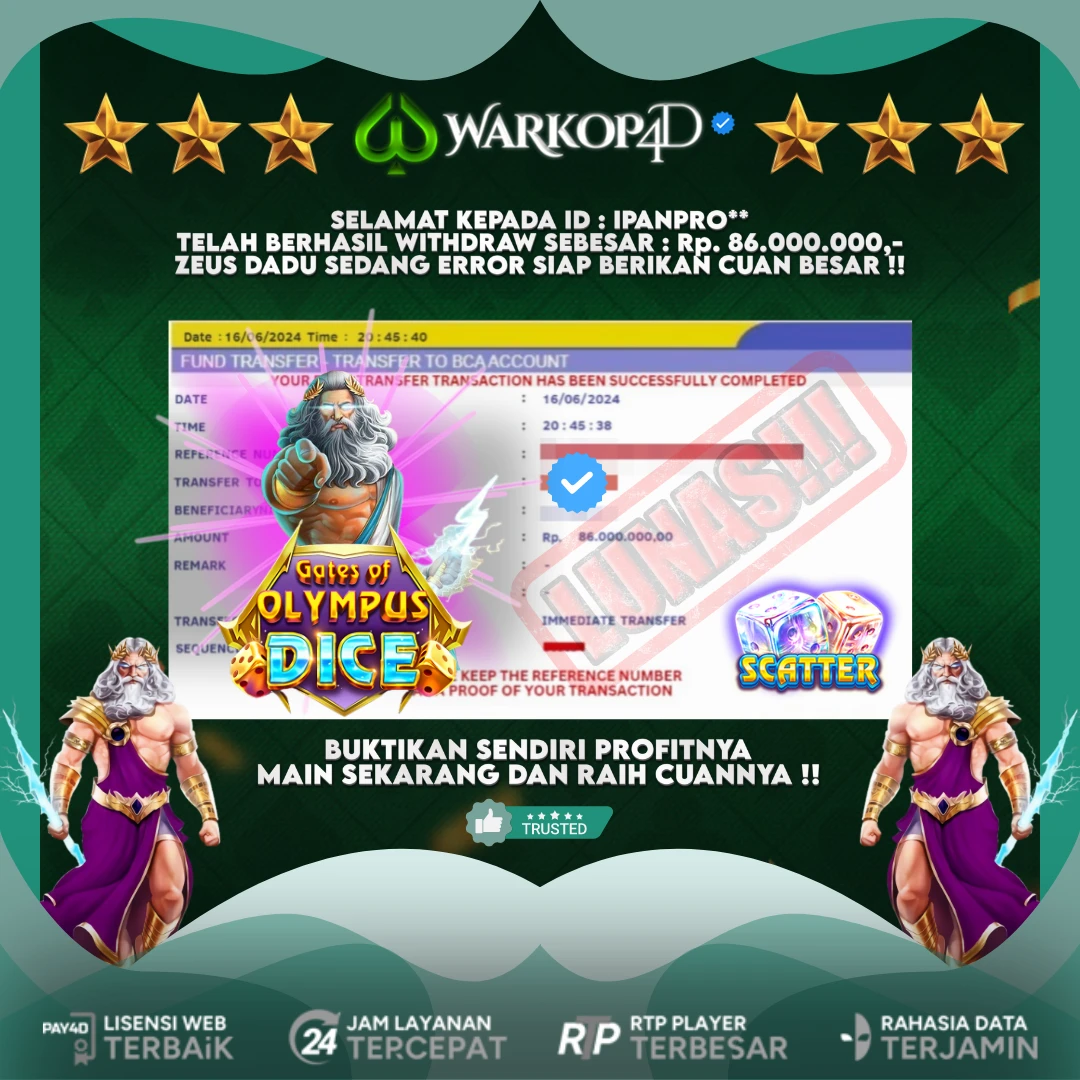 BUKTI JACKPOT DI GATES OF OLYMPUS DICE WARKOP4D !!