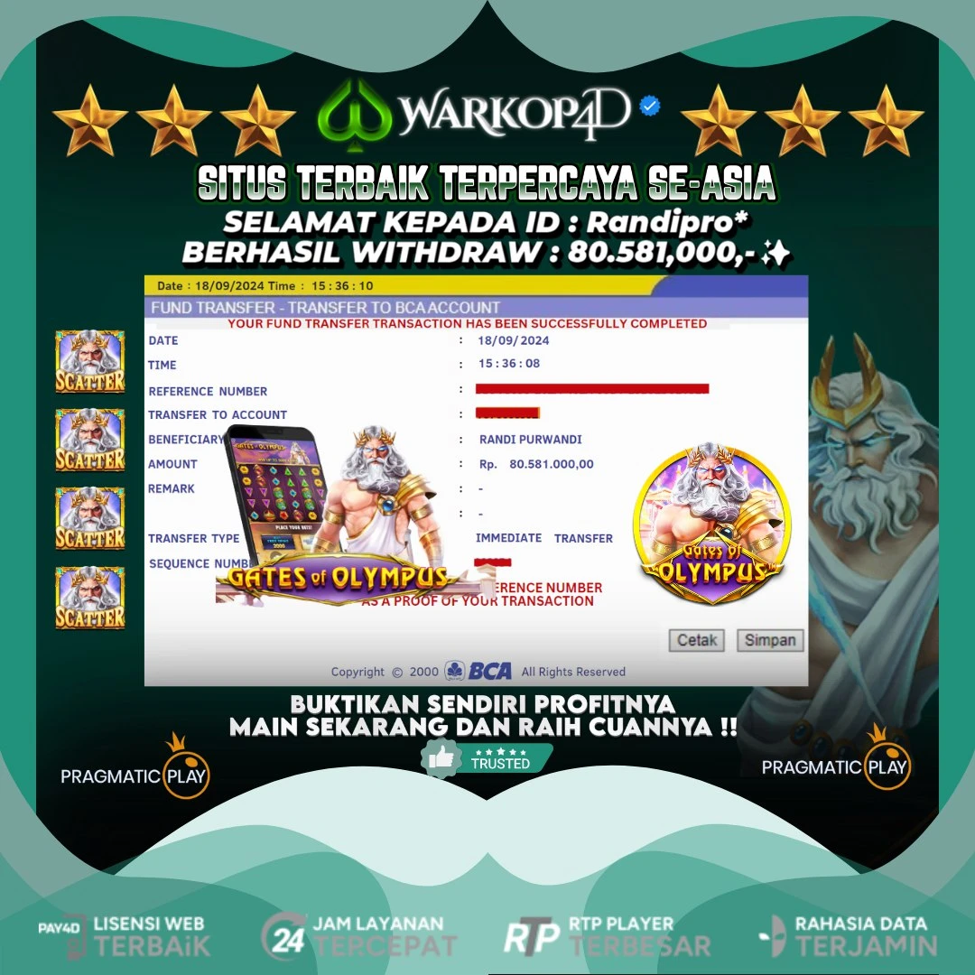 BUKTI JACKPOT DI GATES OF OLYMPUS WARKOP4D !!