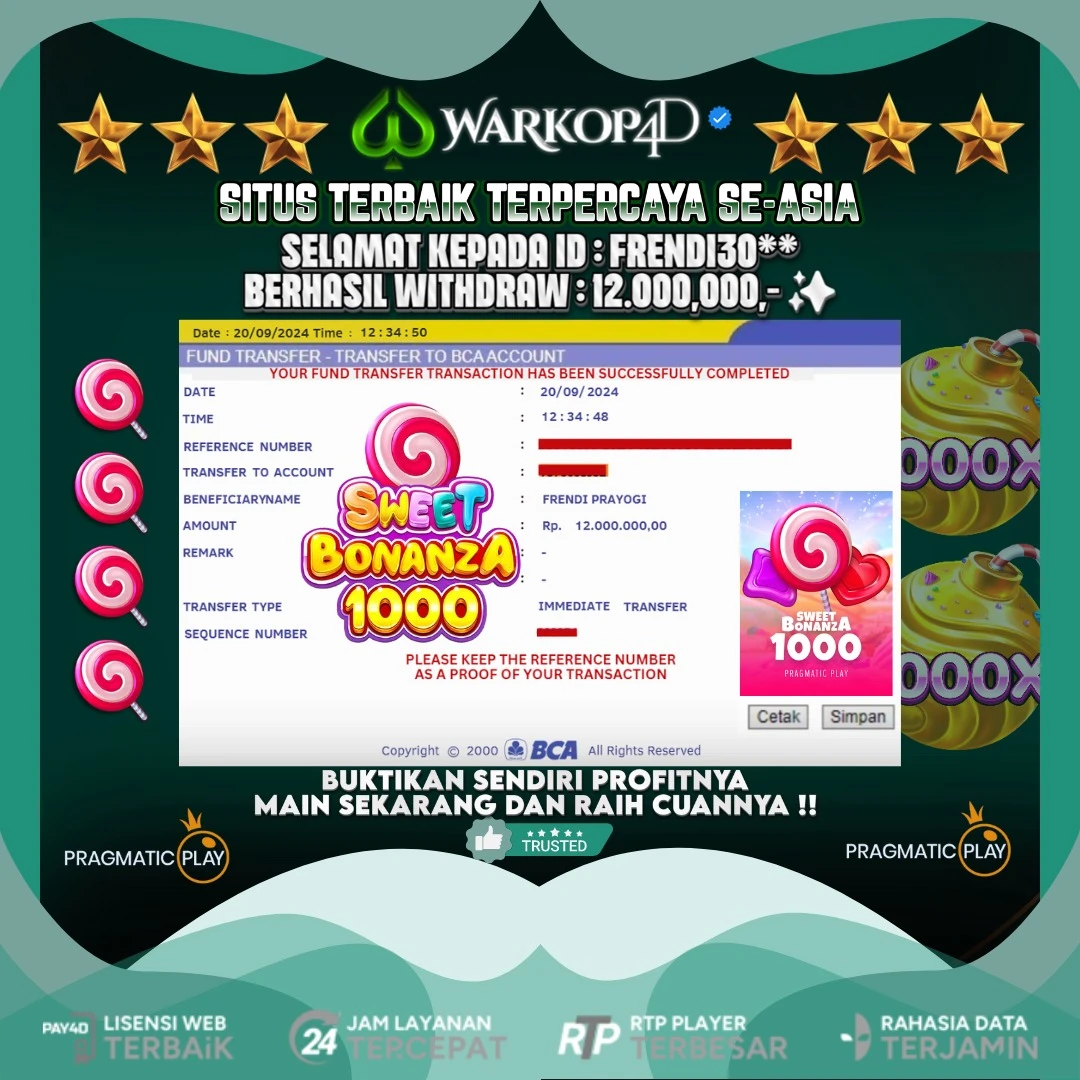 BUKTI JACKPOT DI SWEET BONANZA 1000 WARKOP4D !!