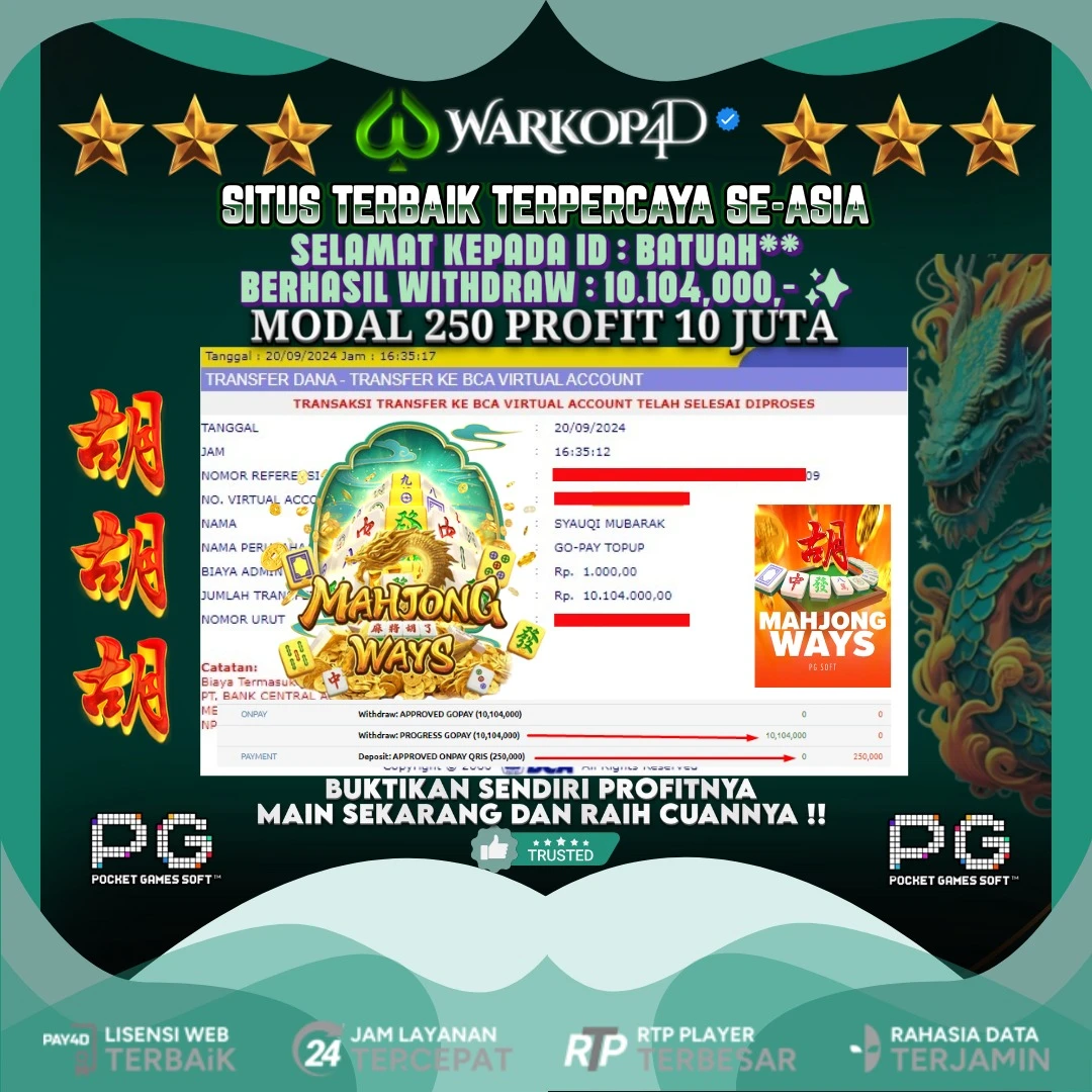 BUKTI JACKPOT DI MAHJONG WAYS WARKOP4D !!