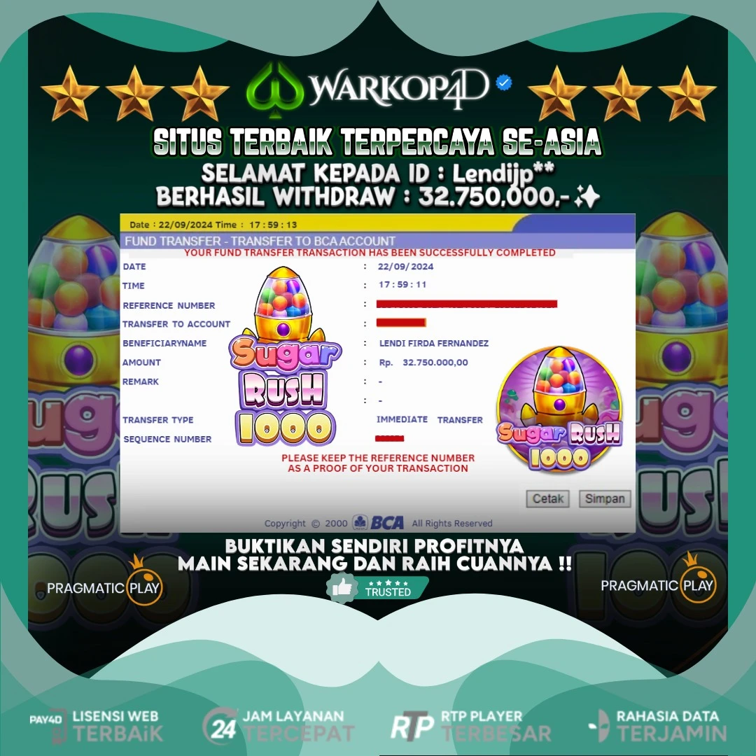 BUKTI JACKPOT DI SUGAR RUSH 1000 WARKOP4D !!