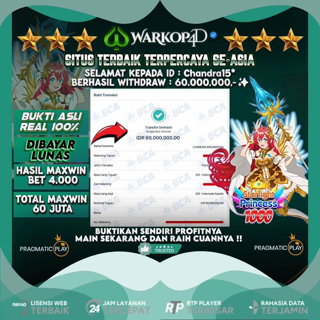 BUKTI JACKPOT DI STARLIGHT PRINCESS 1000 WARKOP4D !!