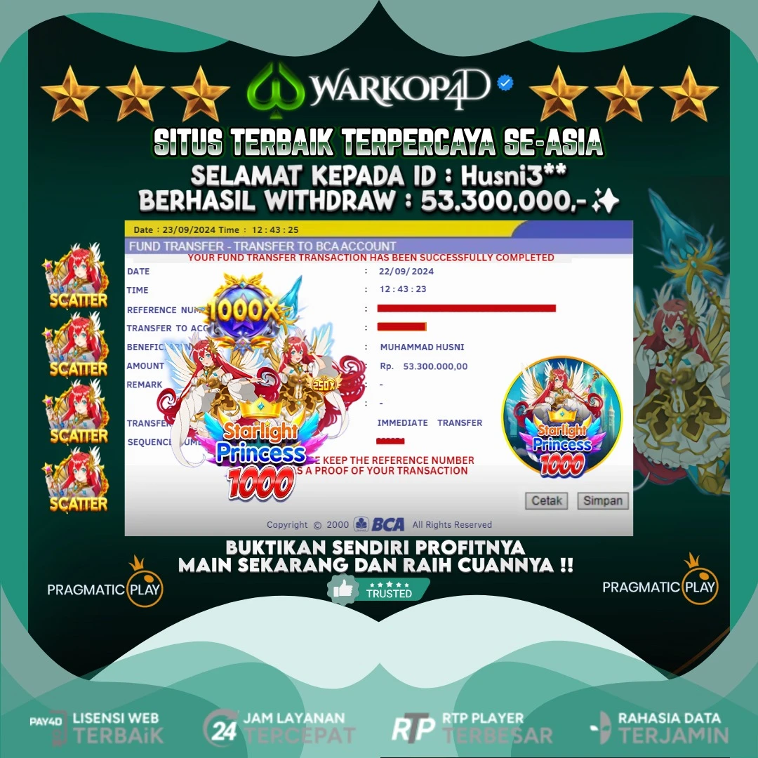 BUKTI JACKPOT DI STARLIGHT PRINCESS 1000 WARKOP4D !!