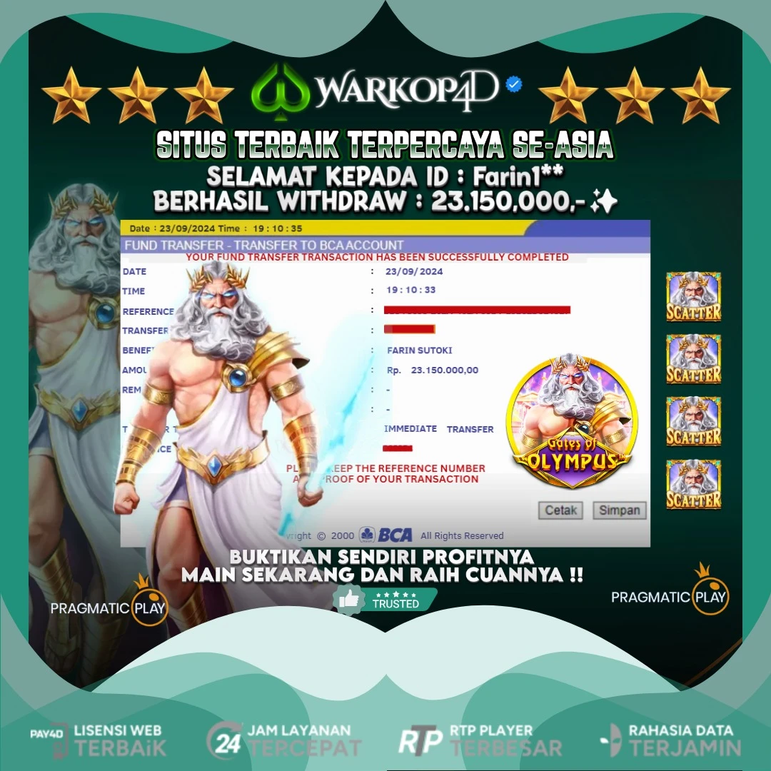 BUKTI JACKPOT DI GATES OF OLYMPUS WARKOP4D !!