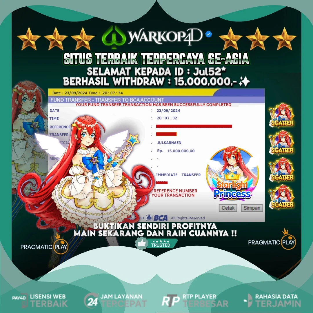 BUKTI JACKPOT DI STARLIGHT PRINCESS WARKOP4D !!