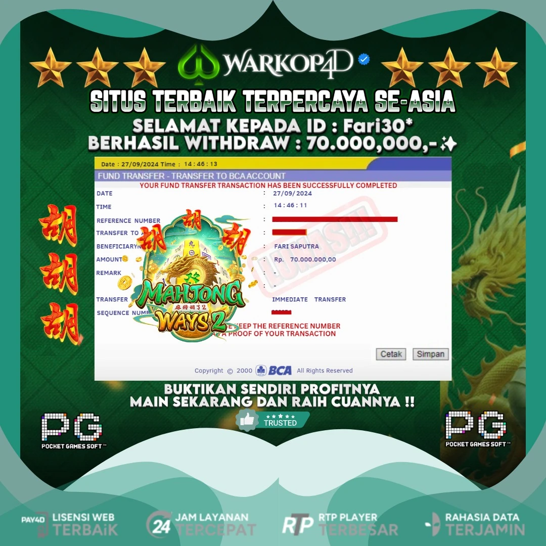 BUKTI JACKPOT DI MAHJONG WAYS 2 WARKOP4D !!