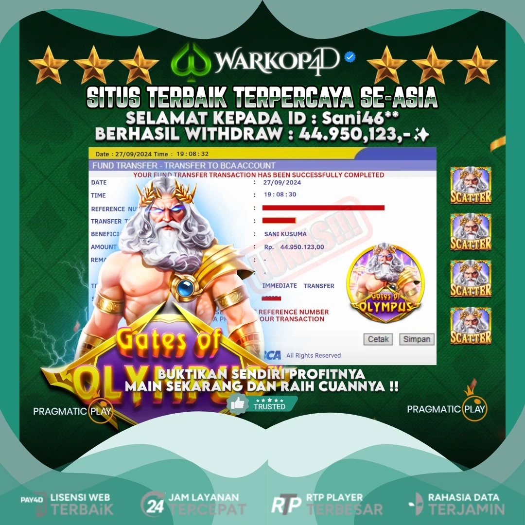 BUKTI JACKPOT DI GATES OF OLYMPUS WARKOP4D !!