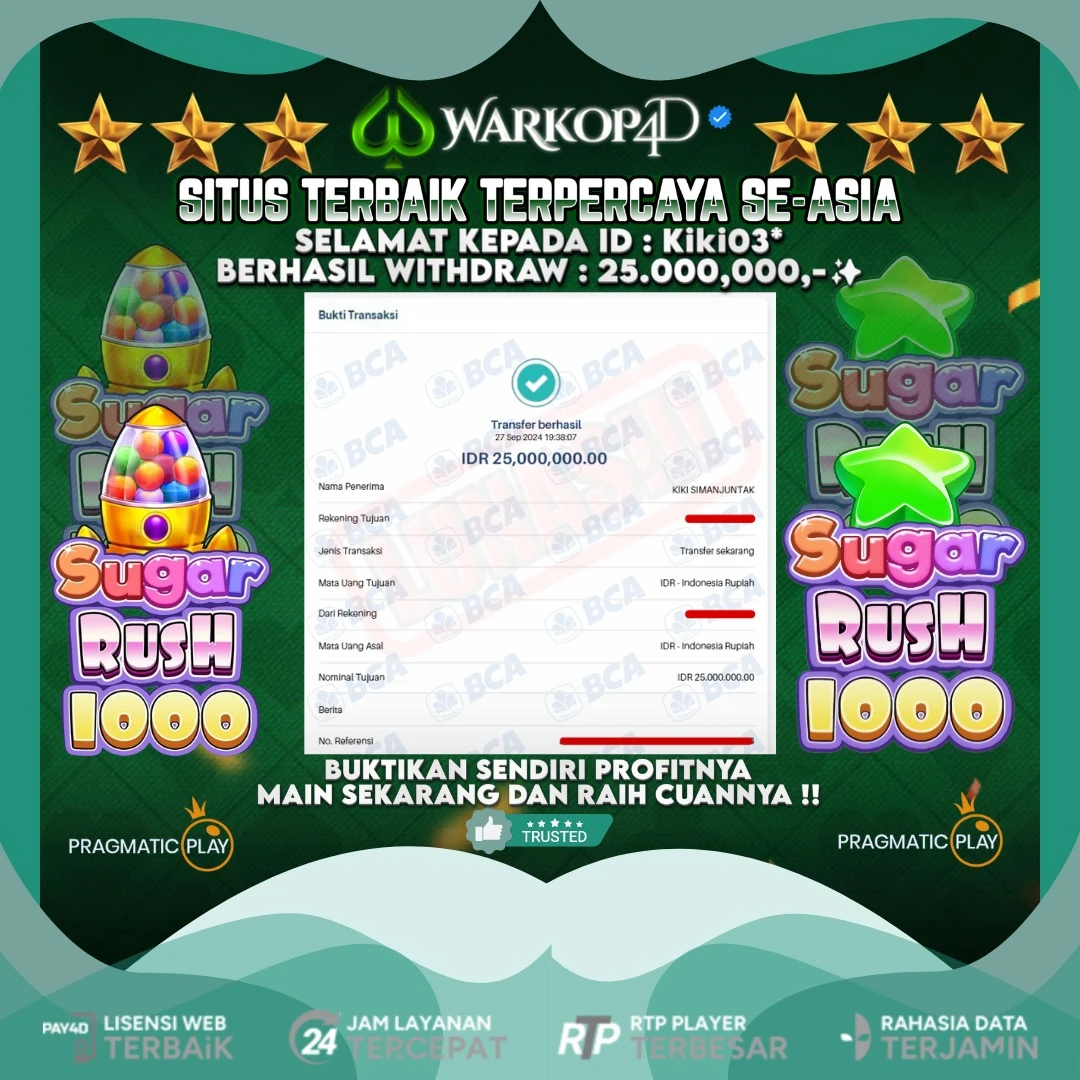BUKTI JACKPOT DI SUGAR RUSH 1000 WARKOP4D !!