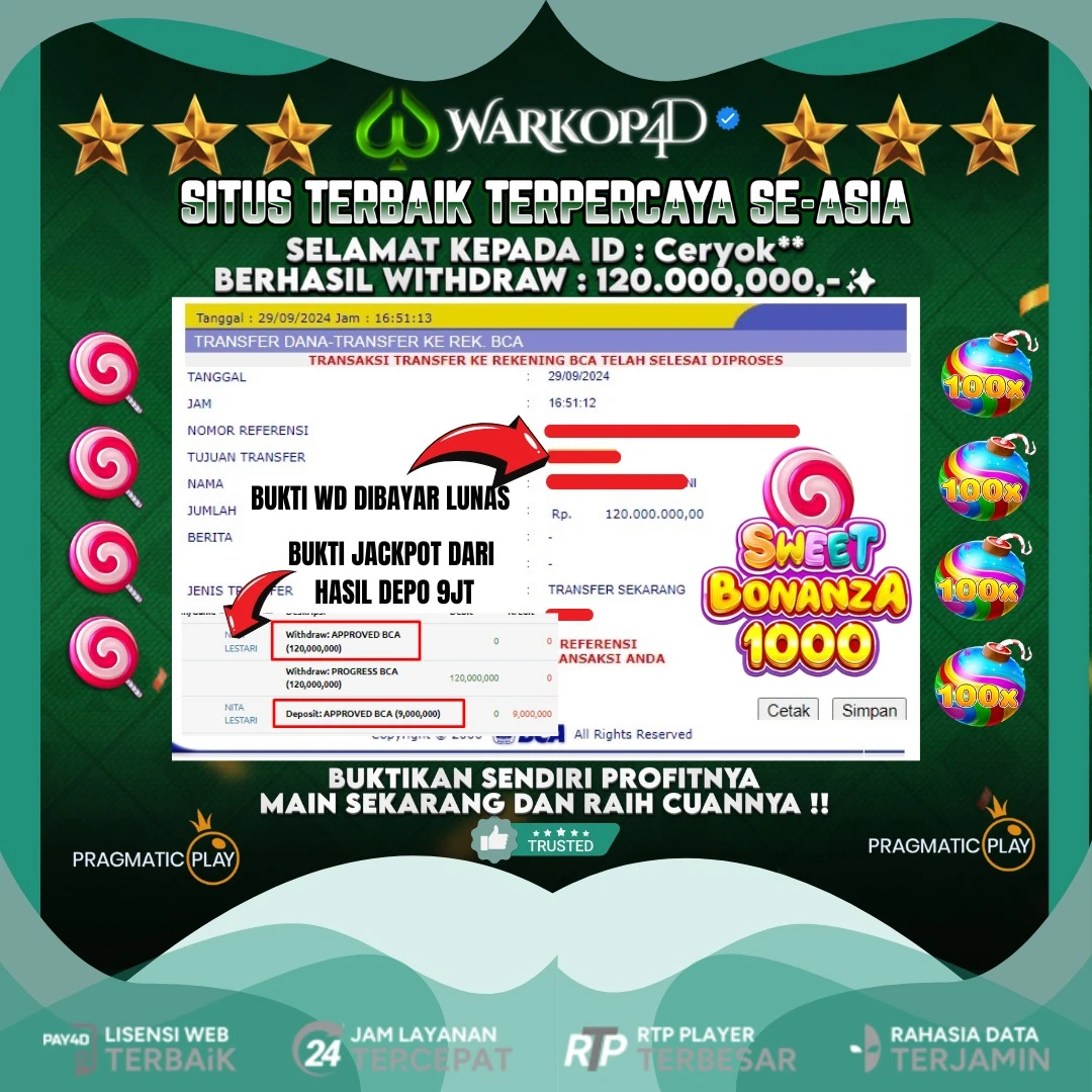 BUKTI JACKPOT DI SWEET BONANZA 1000 WARKOP4D !!