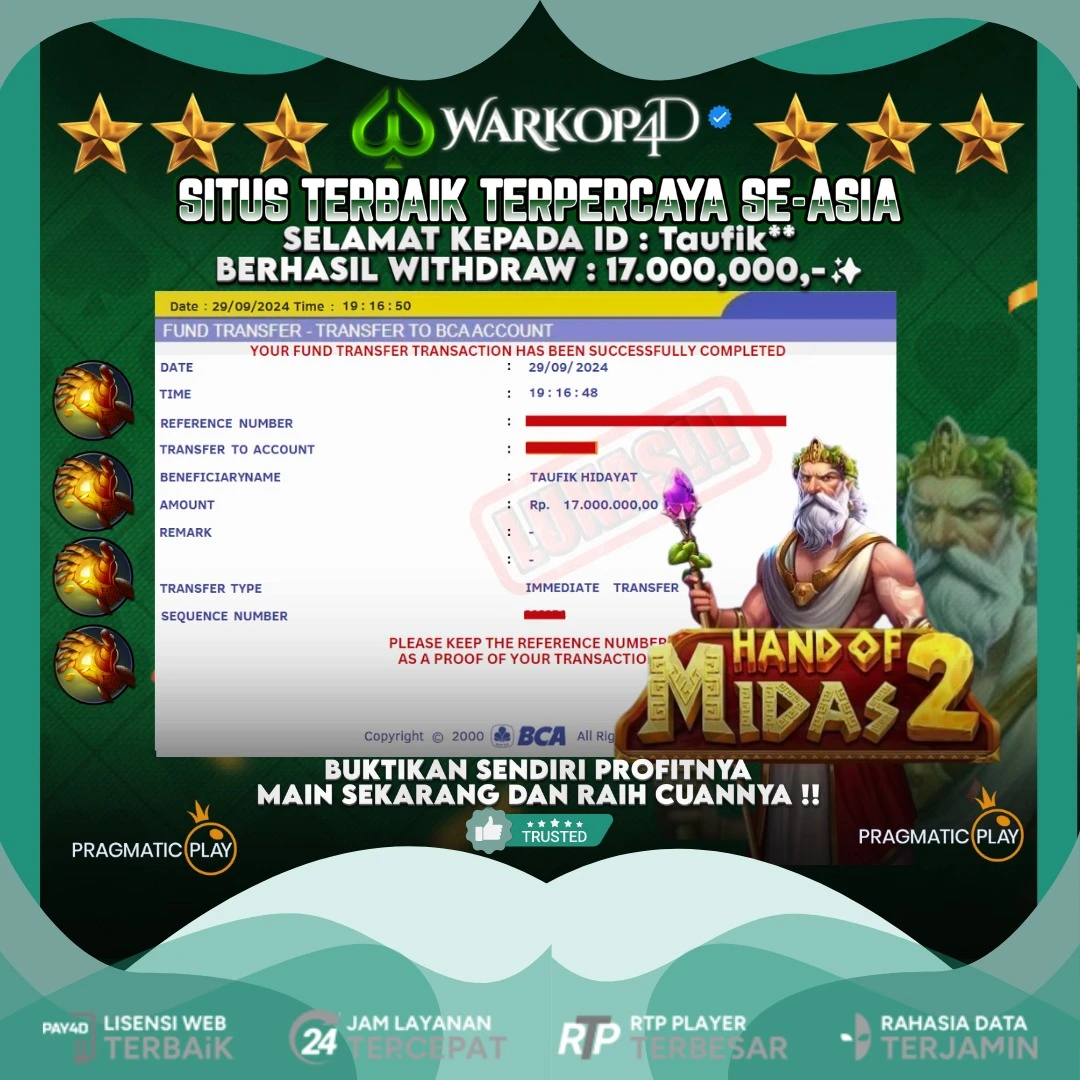 BUKTI JACKPOT DI THE HAND OF MIDAS 2 WARKOP4D !!
