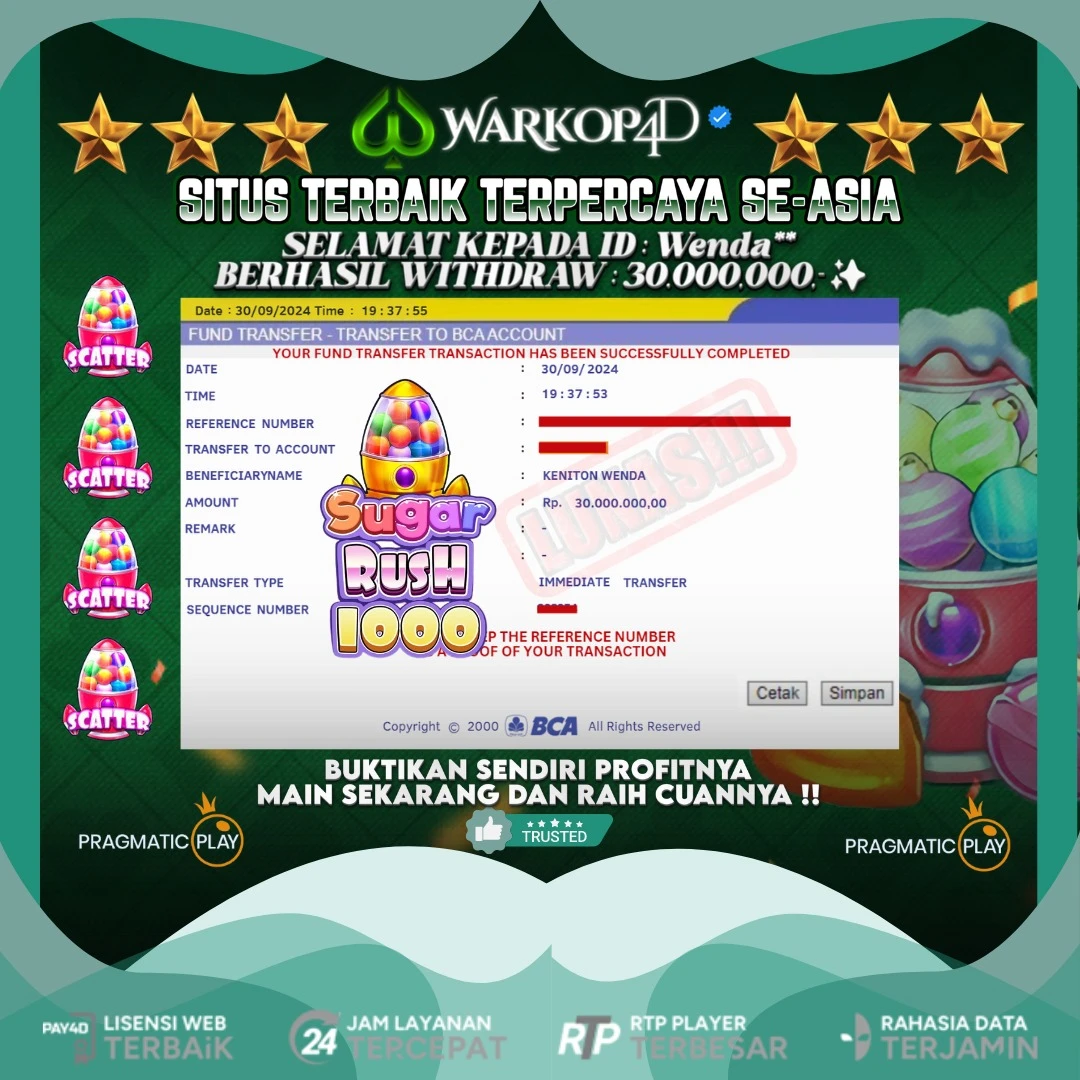 BUKTI JACKPOT DI SUGAR RUSH 1000 WARKOP4D !!