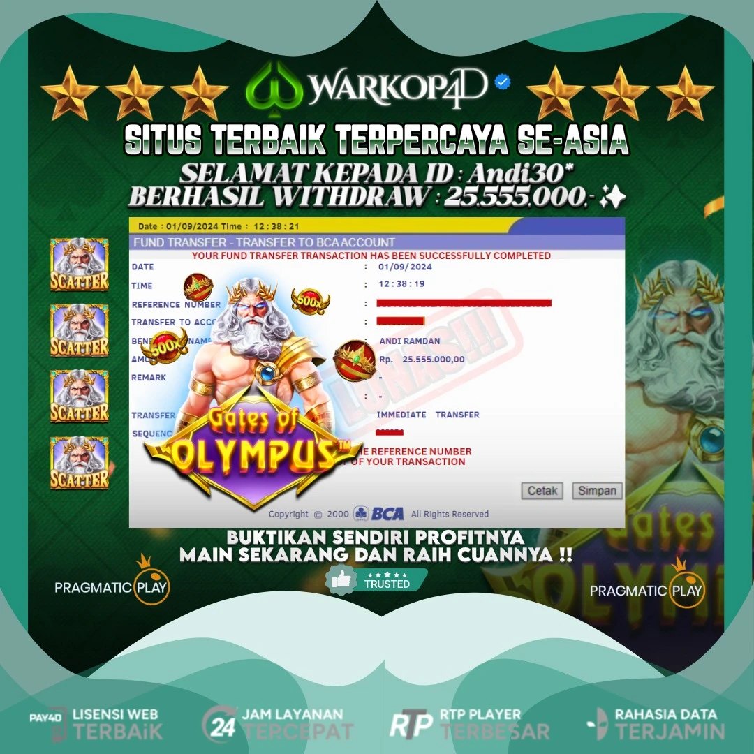 BUKTI JACKPOT DI GATES OF OLYMPUS WARKOP4D !!