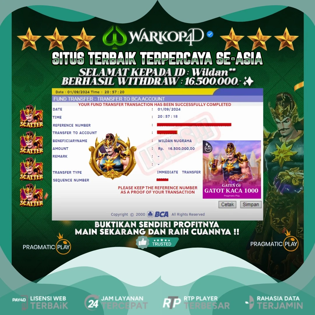 BUKTI JACKPOT DI GATES OF GATOT KACA 1000 WARKOP4D !!