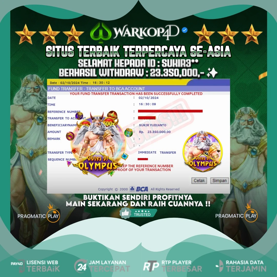 BUKTI JACKPOT DI GATES OF OLYMPUS WARKOP4D !!