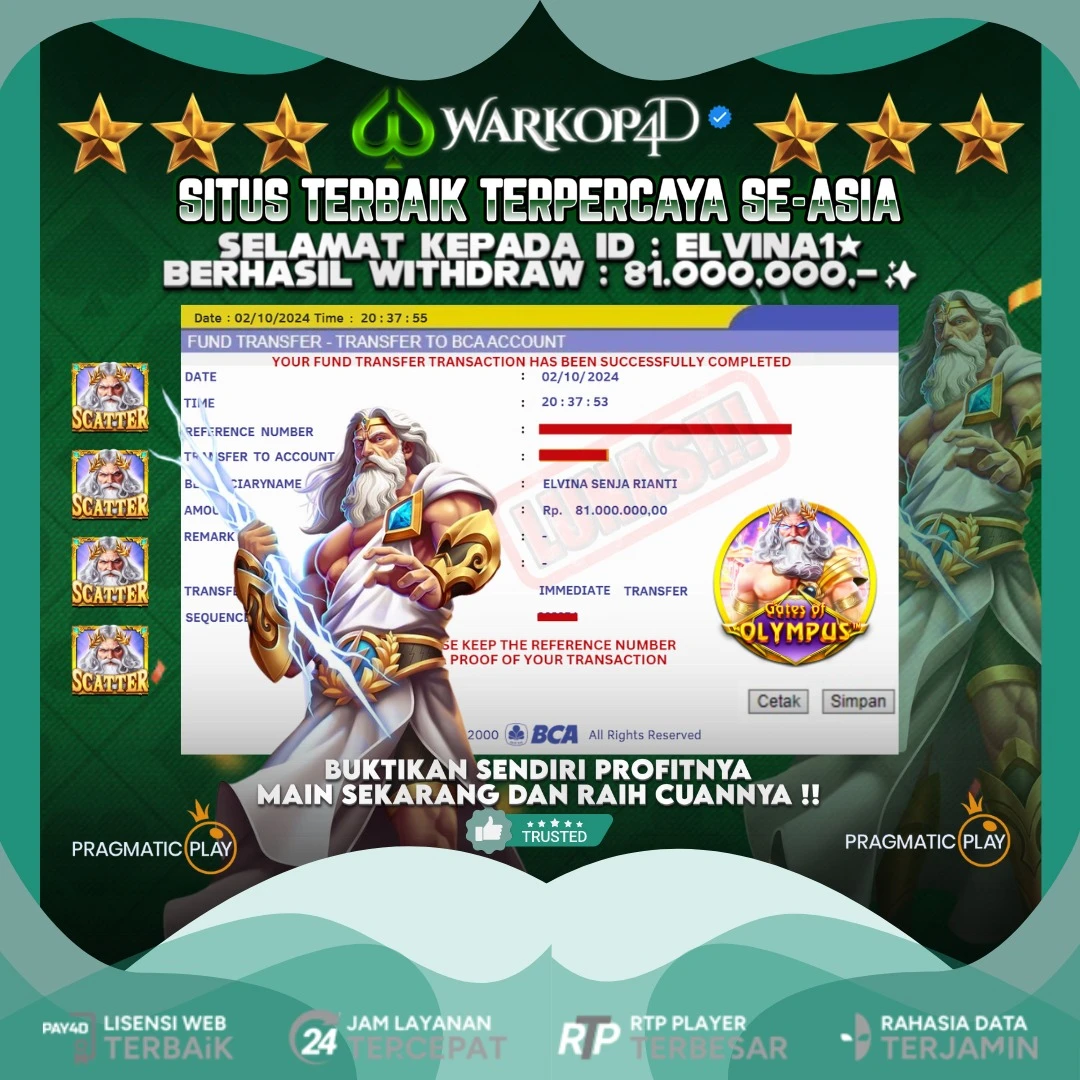 BUKTI JACKPOT DI GATES OF OLYMPUS WARKOP4D !!